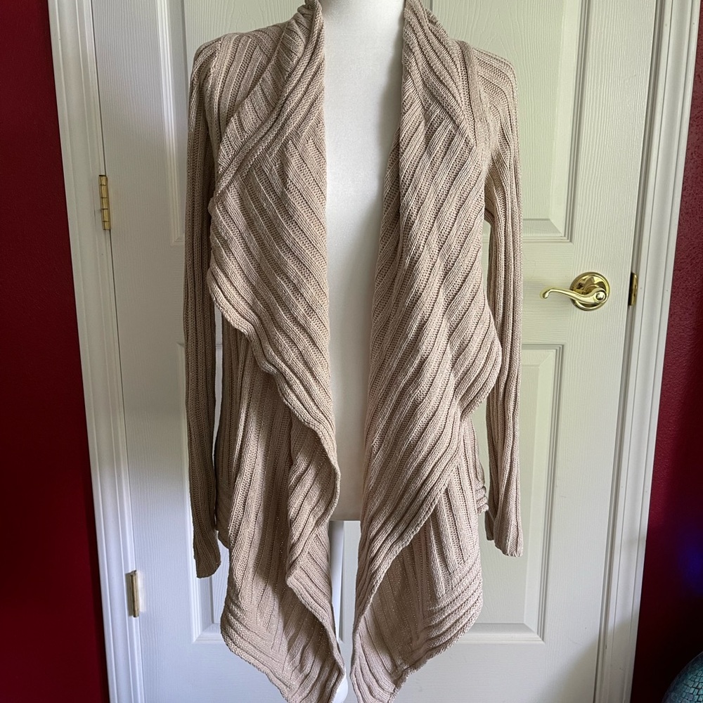 Roz & Ali Tan Knit Cardigan Sweater